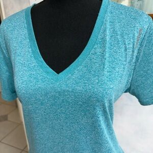 Reebok V-Neck Aqua Heather Tee XL